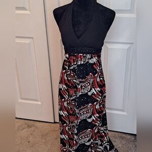 Halo Red, White & Black Patterned Maxi Dress